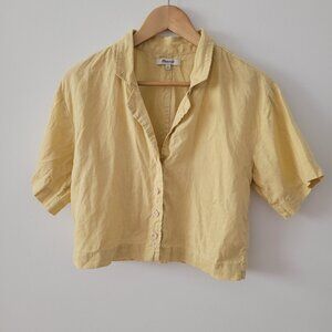 Madewell Cropped 100% Linen Blouse-Medium